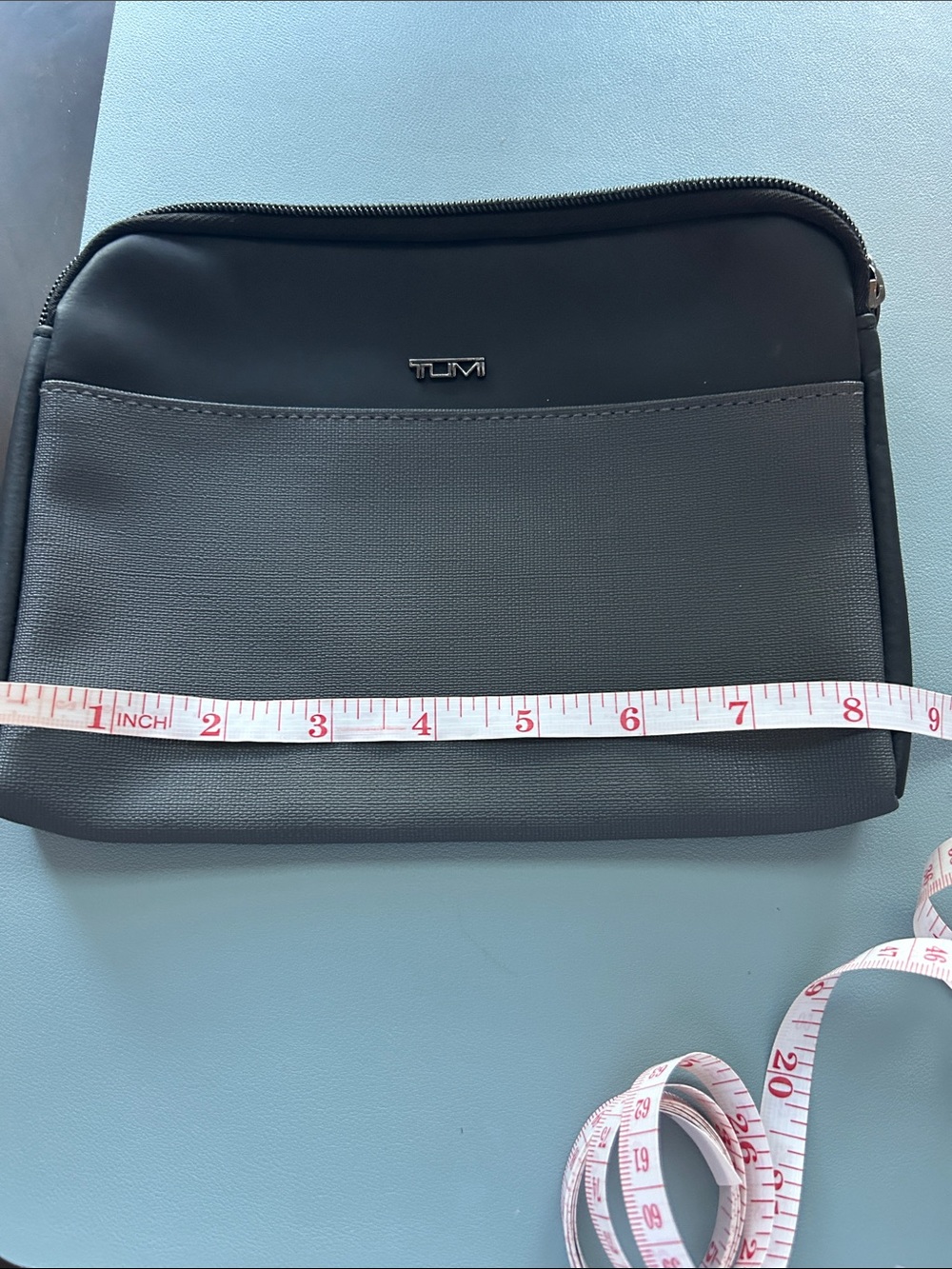 Tumi Black Gray Travel Toiletry Pouch Cosmetic Bag